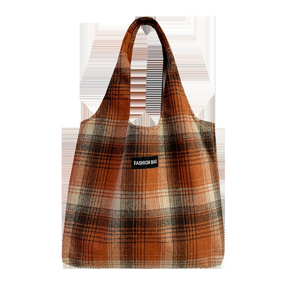 New Retro British Checked Canvas Bag Women